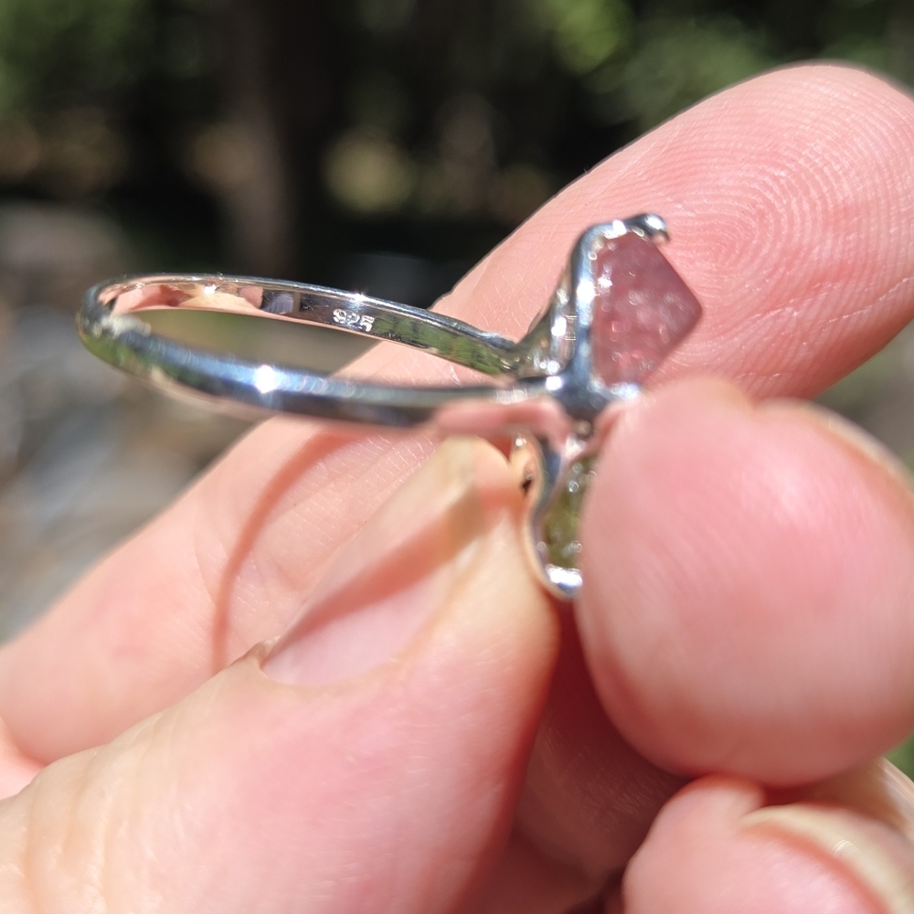 Green & Pink Tourmaline Triade Gemstone Sterling Ring Sz7.75 - Picture 8 of 8